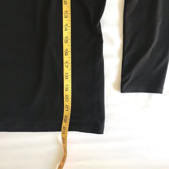 Liz Claiborne Dressy Top Women's Size M Black Keyhole Neck w/ Beads Long Sleeve - Picture 10 of 11